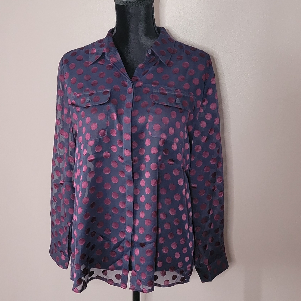 EUC Petite Women's Polka Dot Chico's Blouse